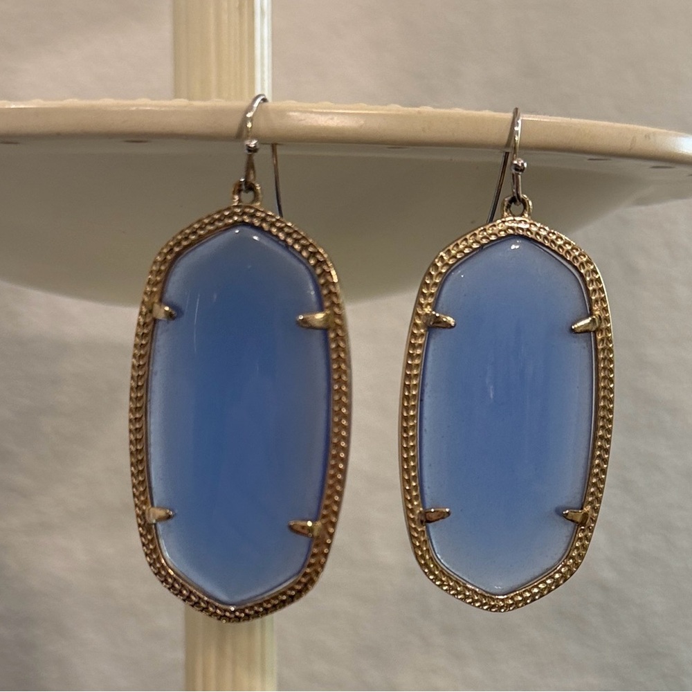 Kendra Scott Danielle Translucent Blue and Gold Drop Earrings